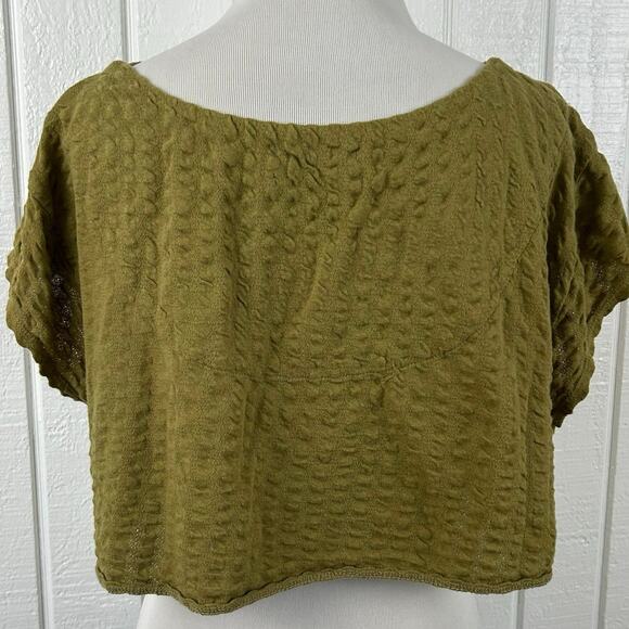 Urban Outfitters Women Short Sleeve Pointelle Tshirt Top Oversized Green Small - Picture 6 of 7